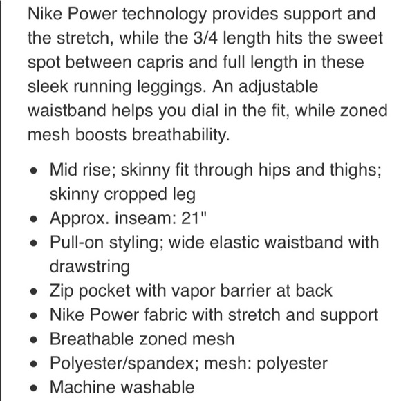 Nike Power cropped running leggings w/ mesh. - Picture 8 of 8